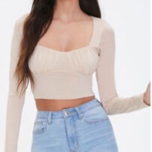 Taupe Shirred Crop Top Size L